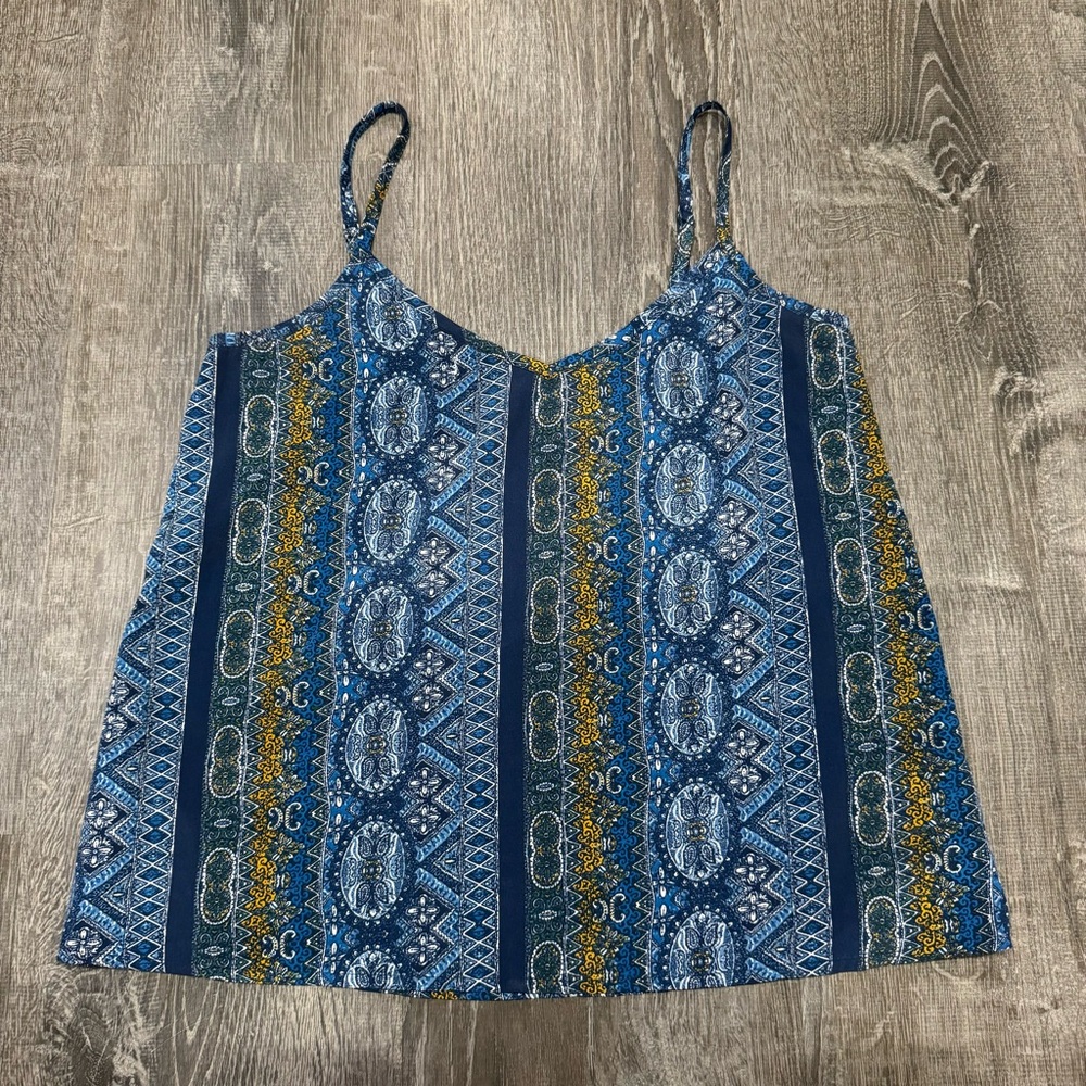 Blue patterned tank top